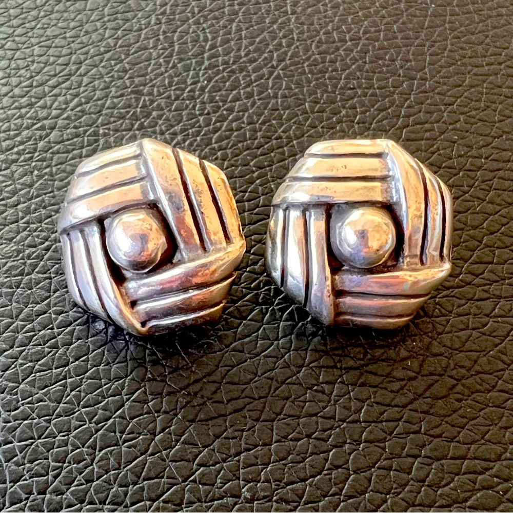 BRIGHTON Sonoran Knot Button Style Pierced Earrings Silver Plated